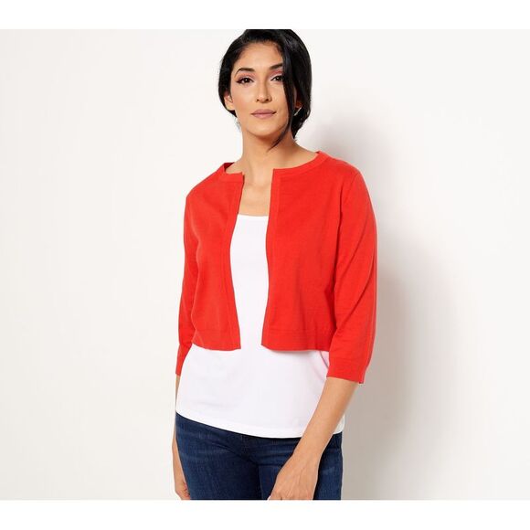 Soft by NAADAM Women's Top Sweater Sz S Cotton Cashmere Cropped Red A463983 - Picture 1 of 4